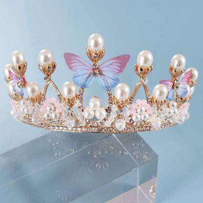 REMICH Crystal Tiara Crown, Pearl Crown for Princess Costumes Hair Band (Multicolor) Head Band