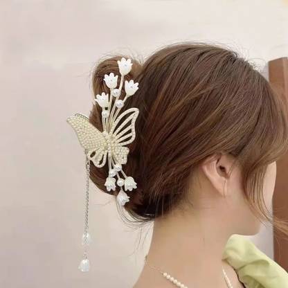 Myra Collection PEARL BUTTERFLY CLAW CLIP Metal Clutcher Hair Accessories Women Hair Clip
