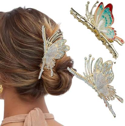 Blubby 2Pcs Hair Clutcher Combo for Women Large Non-Slip Strong Metal Hair Claw Clip Hair Claw