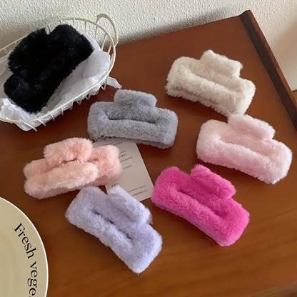 HZ HUZOYA Luxurious Fur Clutchers For Women & Girls | Claw Clip For Women(Random Color) Hair Claw