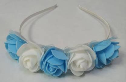 Ruhci Blue/White Rose Hair Band / Hair Tiara Designed Hair Band Head Band