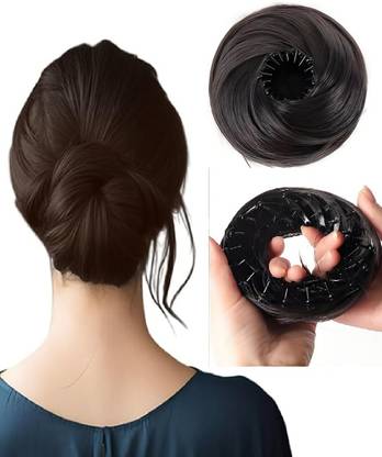 Views 1Pc Random Messy Bun Hair Piece Synthetic Drawstring Hair Updo Clip in Bun Brown Bun