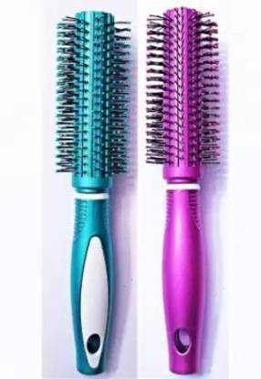 DIEUX Round Rolling Curling Comb Hair Brush For Men And Women | pack of 2