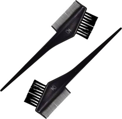 KINDED Black 2 in 1 Hair Colouring Brush Applicator & Tail Comb Professional Combo of 2