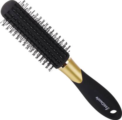 Midazzle Premium Round Black & Gold with ring Hair Brush