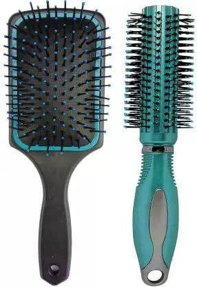 lanellie Round Rolling Roller Comb Hair Brush & Paddle Flat Hair Brush