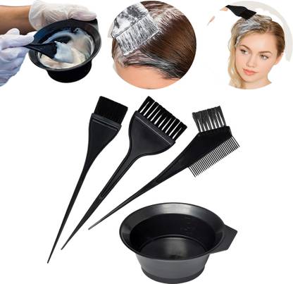 MYN Professional 4Pc Saloon Hair Dye Brush Kit: Hair Color Brushes & Mixing Bowl Set