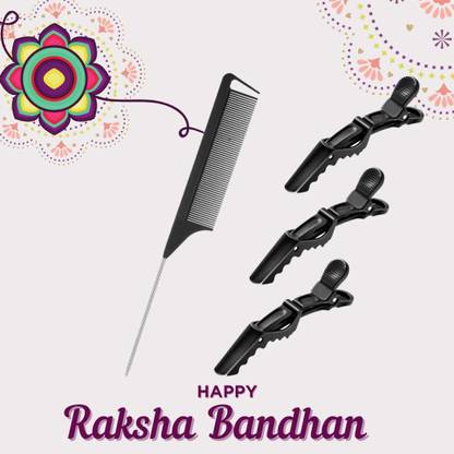 Yuvami's Rat Tail Comb Parting Comb for Braiding Hair Styling Comb & 3 Crocodile Pin