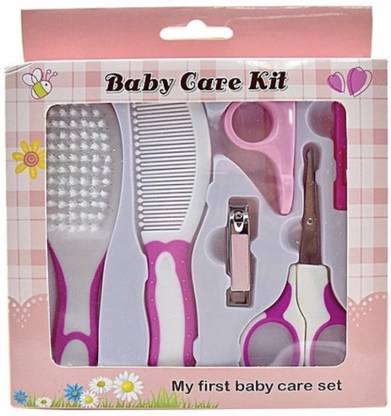 Little Chics Best Quality Healthcare Kit for Newborn Baby Kids Nail Hair Grooming Brush- Pink