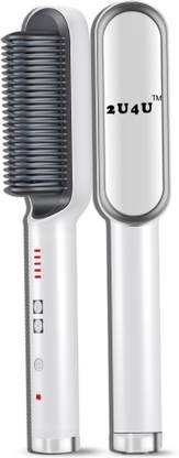 Two U Four U Hair Straightener Brush - Anti-Scalding, Fast Heating, Adjustable Temperature