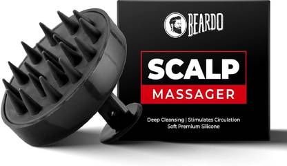 BEARDO Round Scalp Massager Brush with Soft Bristles Anti Dandruff- Black