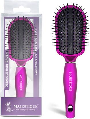 MAJESTIQUE Purple Detangler Brush - Ultra-Soft Tipped Nylon, Glides Through Tangles