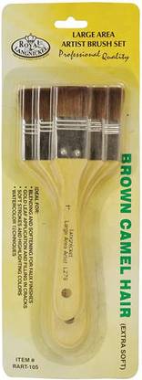 Royal & Langnickel Large Area Artist Brush Set- Three Brown Camel Hair Brushes