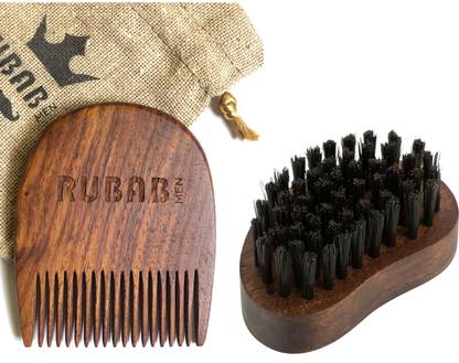 RUBAB MEN Premium Beard Brush & Beard Comb Combo Set of 2 for Men