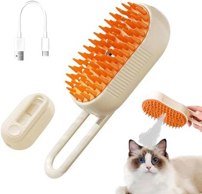 ZUSTPACK Steam Cat Brush,3-in-1 Versatile Convenient Self-Cleaning Pet Massage Comb Cat