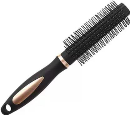 feelhigh Premium Round Rolling Curling Black Comb For Men And Women (Pack of 1)