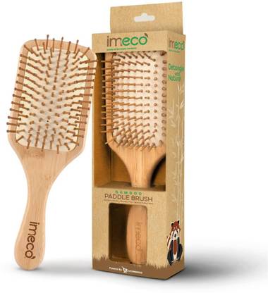 IMECO Bamboo Hair Brush with bamboo bristles | Paddle Hair Brush