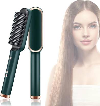 PGK TRADERS Straightener Brush, Hair Straightening Iron Built with Comb, Fast Heating Hair Curler