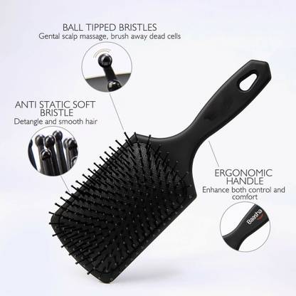 glambelle Rectangular Cushion Paddle Hair Brush Large Paddle