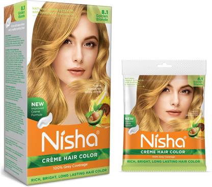 Nisha Color Combo Pack of Golden Blonde 150gm Jumbo + 40gm Sachet Pack , 8.1 Golden Blonde