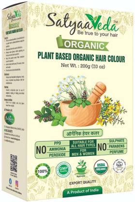 SatyaaVeda Plant Based Ayurveda Organic Chemical free Hair Colour Made with Herbs- (200g) , ORGANIC BLACK