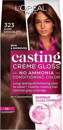 L'Oréal Paris Casting Creme Gloss With Glycolic Gloss Complex , 323 Dark Chocolate