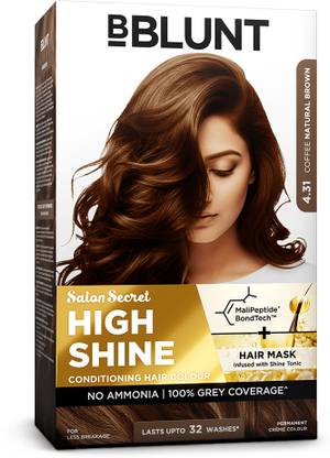 BBlunt Salon Secret High Shine Conditioning Hair Colour With MaliPeptide BondTech , Coffee Natural Brown