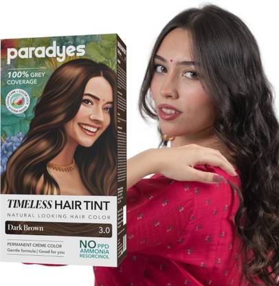 Paradyes Mini Dark Brown Timeless Permanent Crème Hair Colour for Complete Grey Coverage , Dark Brown
