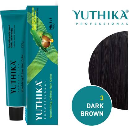Yuthika Creme Hair Colour 100% Grey Coverage | For Women & Men 100g , Dark Brown 3.0