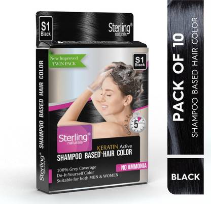 Sterling Naturals Hair Color Shampoo for Men and Women Ammonia Free 100% GreyCoverage P10 , Black