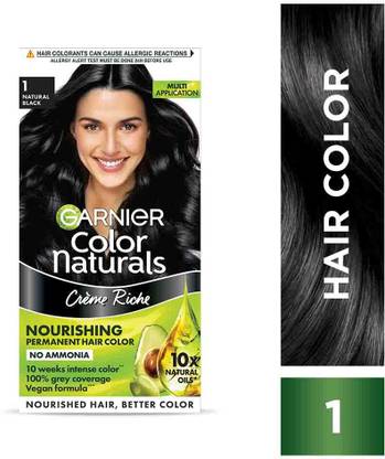 GARNIER Color Naturals Creme Hair Colour |Long-lasting color & Shine , Shade 1, Natural Black