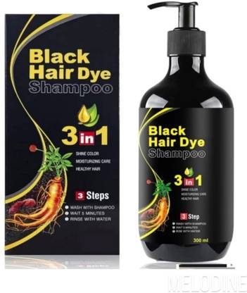 MELODINE 3 in 1 Herbal black shampoo for growth natural for long lasting men and women , Black