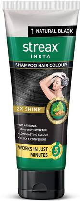 Streax Shampoo Hair Colour - Natural Easy DIY- Squeeze Pack Natura , Natural Black
