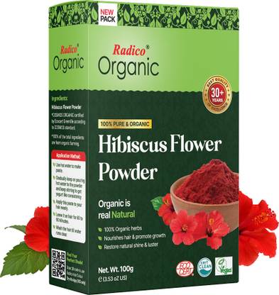 Radico Organic Hibiscus Flower Powder - Shine-Boosting Hair Tonic - 100g , Organic Hibiscus Flower Powder