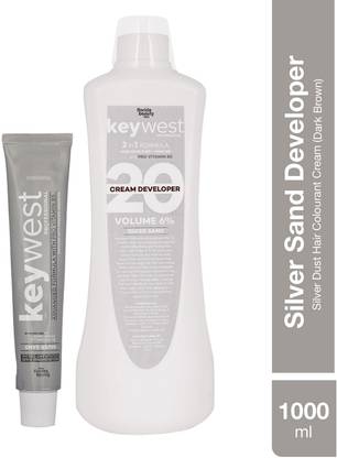 Keywest Professional Hair Color Tube No. 3, 80gm + Hair Color Developer 20 Volume 1000ml , Dark Brown