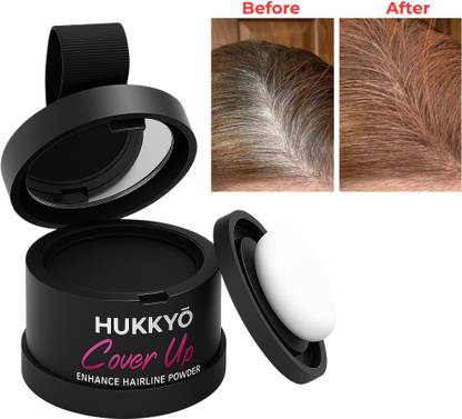 Hukkyo Bald Spot Corrector – Black – Fine Hair Powder with Matte Finish , Black