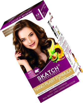 Skatch Professionals Fade-Resistant All-Day Glam WITH DARK BROWN HAIR COLOUR FOR WOMEN,MEN , 100% GREY COVERAGE, NATURAL SHINE & VOLUME, MANAGEABILITY TO HAIR.