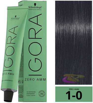 Schwartzkopf professional Igora Zero Amm No Ammonia Permanent Hair Colour 1-0 , Black