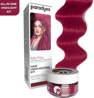Paradyes Ammonia Free Ruby Wine Semi-permanent Hair Color Highlighting Kit , Ruby Wine