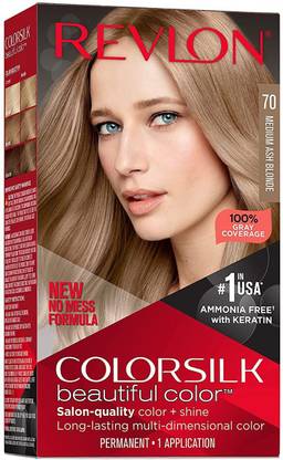 Revlon Colorsilk Permanent Hair Color - Medium Ash Blonde (70/7A) , Medium Ash Blonde