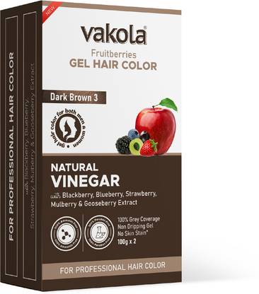 Vakola Dark Brown 20 Min Gel Hair Color, 100% Grey Coverage, 100ML Developer & Colorant , Dark Brown