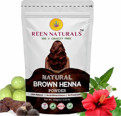REEN NATURALS Brown Henna Powder for Hair Color|Herbal Henna |Rich Dark Natural Color for Hair , BROWN