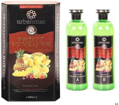 Evehansen Fruit Vinegar(250ml x 2) Hair Color Gel Natural Hair Color C3 , BLACK