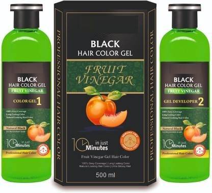 HUDA BABY Fruit Vinegar Gel Natural Hair Color Dye for Black Hair Dye , Natural Black