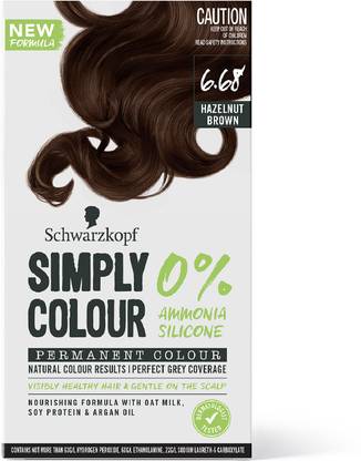 Schwarzkopf Simply Colour Permanent Hair Colour For 100% Grey Coverage-6.68 Hazelnut Brown , Hazelnut Brown