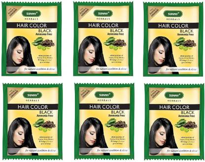 Sunny Herbals Black-6 , Black Ammonia Free Hair Color (Pack of 6) 20g X 6