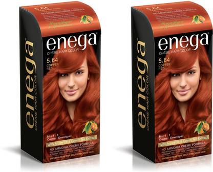 enega Hair Color 120 ml Long-Lasting No Ammonia Creme Dye (Pack-2) , COPPER RED 5.64