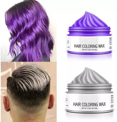 XTREME GLOSSY COMBO SILVER & PURPLE HAIR COLOR WAX , SILVER, PURPLE