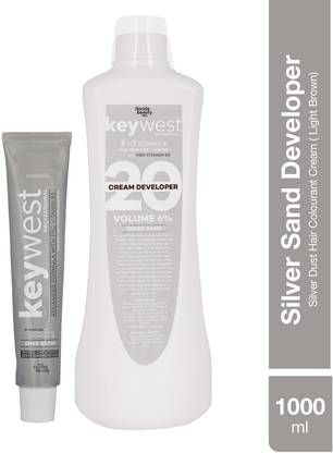 Keywest Professional Hair Color Tube No. 5, 80gm + Hair Color Developer 20 Volume 1000ml , Light Brown