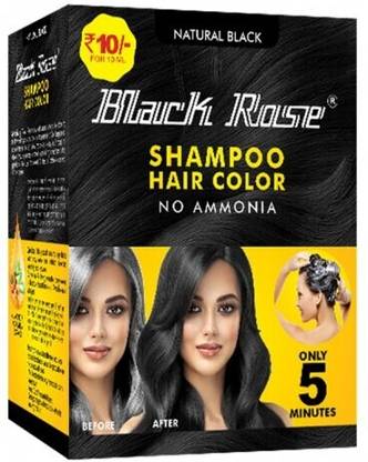 black rose natural black , no ammonia shampoo hair color only 5 minutes (pack of 6)